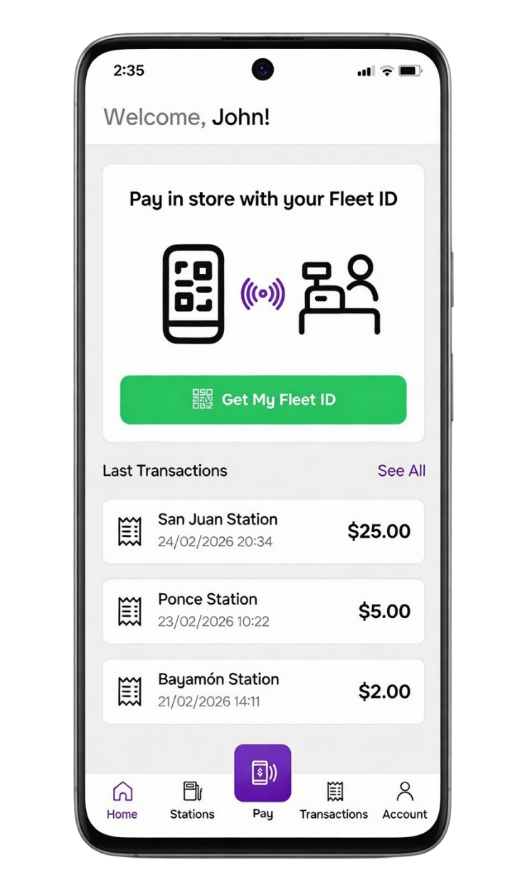 Mobile app with Fleet ID