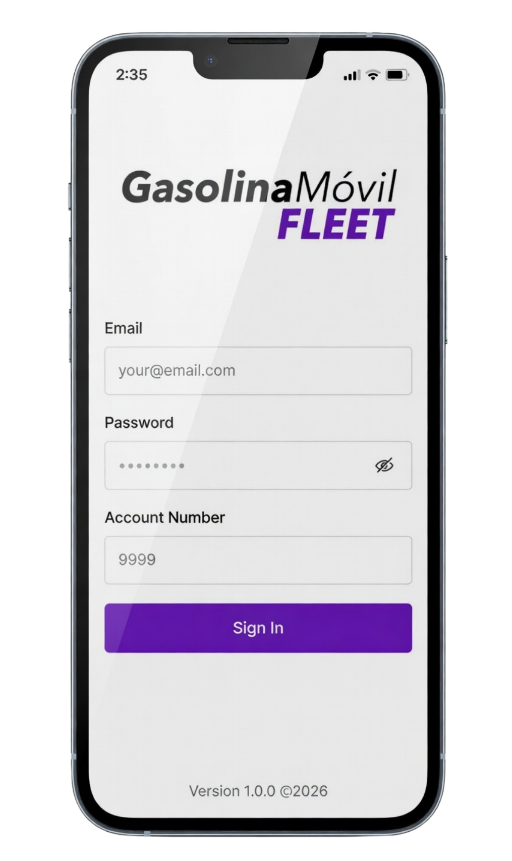 Gasolina Móvil Fleet login